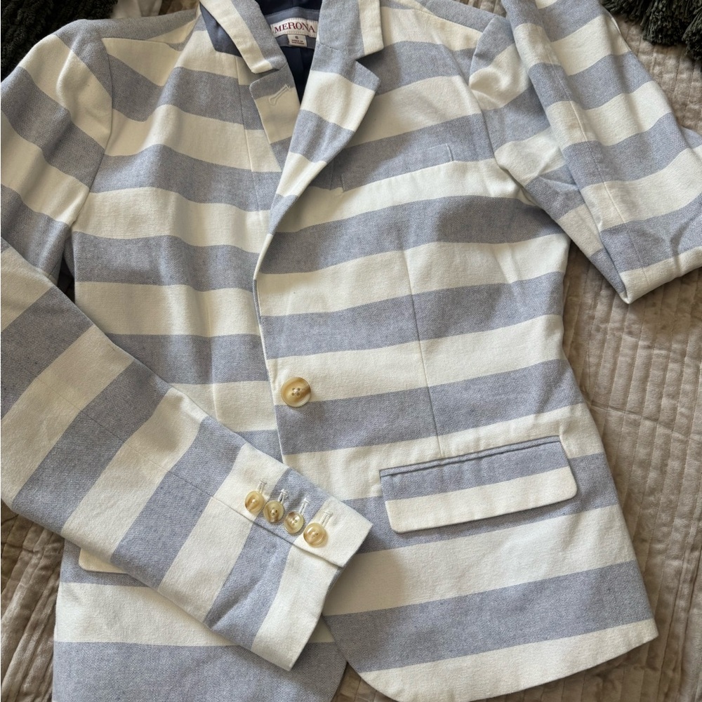 Merona Gray and Cream Striped Blazer